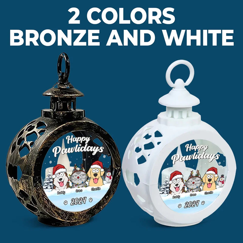 Happy Pawlidays - Dog & Cat Personalized Custom Candlelight Lantern Ornament - Christmas Gift For Pet Owners, Pet Lovers
