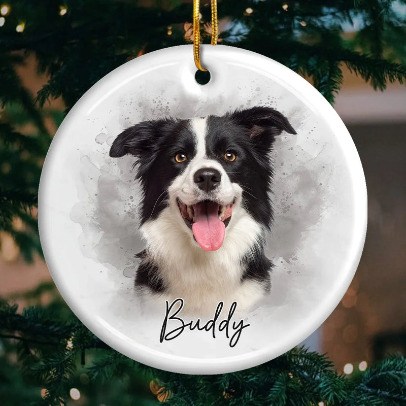 Custom Photo My Perfect Companions Never Have Fewer Than Four Feet - Memorial Personalized Custom Ornament - Ceramic Round Shaped - Sympathy Gift, Christmas Gift For Pet Owners, Pet Lovers
