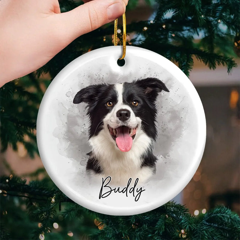 Custom Photo My Perfect Companions Never Have Fewer Than Four Feet - Memorial Personalized Custom Ornament - Ceramic Round Shaped - Sympathy Gift, Christmas Gift For Pet Owners, Pet Lovers