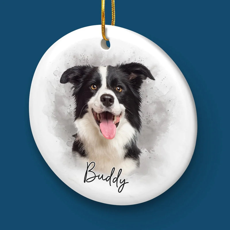 Custom Photo My Perfect Companions Never Have Fewer Than Four Feet - Memorial Personalized Custom Ornament - Ceramic Round Shaped - Sympathy Gift, Christmas Gift For Pet Owners, Pet Lovers