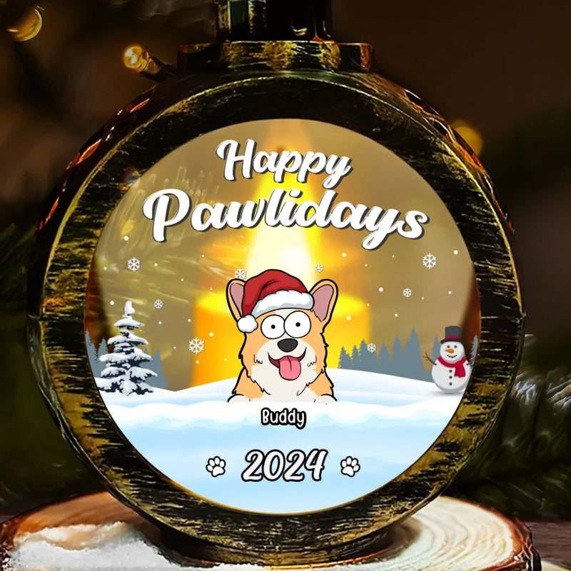 Happy Pawlidays - Dog & Cat Personalized Custom Candlelight Lantern Ornament - Christmas Gift For Pet Owners, Pet Lovers