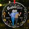 Cheers To Friendship - Bestie Personalized Custom Circle Glass Ornament - Christmas Gift For Best Friends, BFF, Sisters