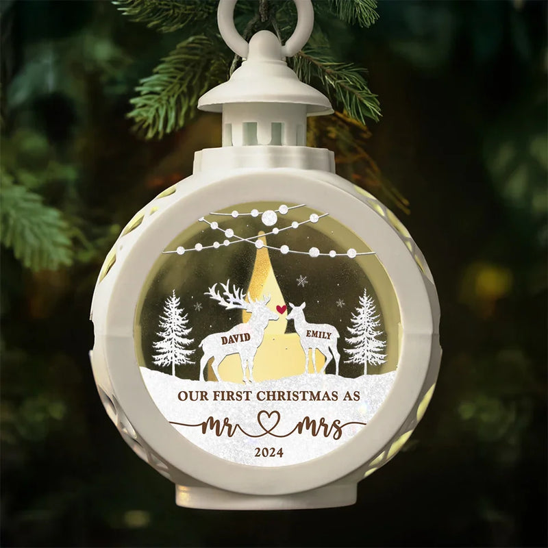 Our First Christmas Lights The Way For All The Joy To Come - Couple Personalized Custom Candlelight Lantern Ornament - Christmas Gift For Husband Wife, Anniversary, First Christmas