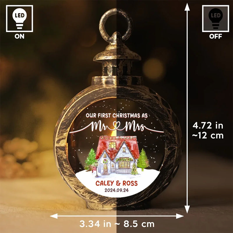 My Heart Is Full Because Of You - Couple Personalized Custom Candlelight Lantern Ornament - Christmas Gift For Husband Wife, Anniversary, First Christmas