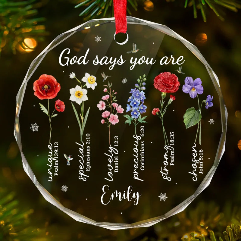 God Say You Are Unique - Bestie Personalized Custom Circle Glass Ornament - Christmas Gift For Best Friends, BFF, Sisters, Yourself