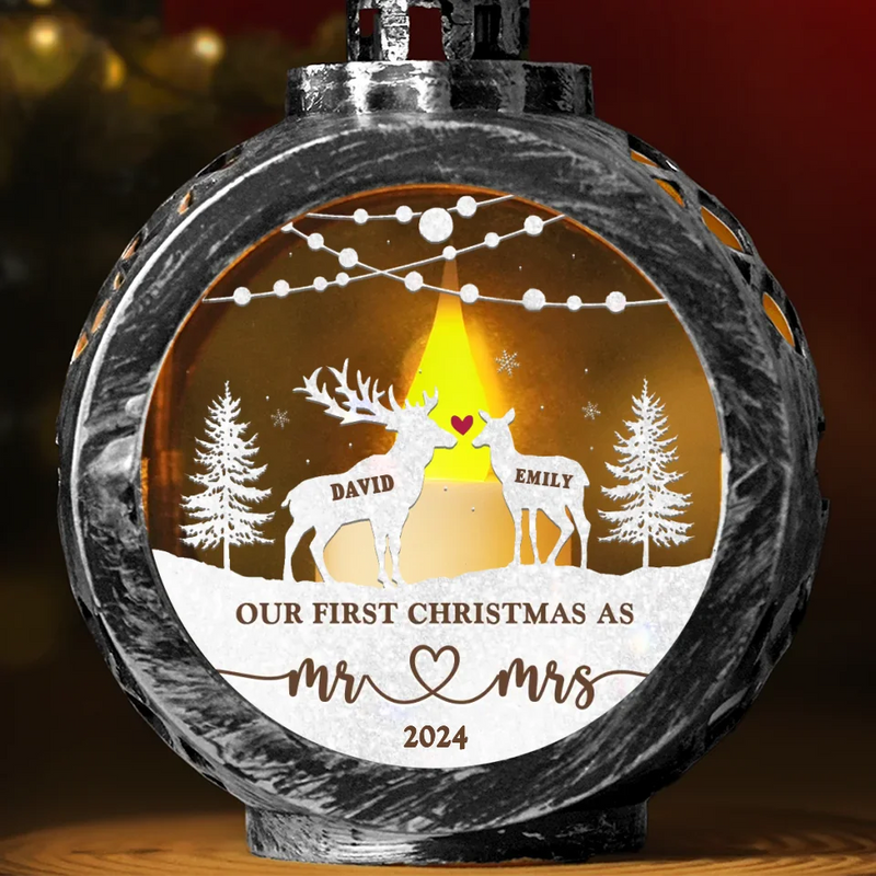 Our First Christmas Lights The Way For All The Joy To Come - Couple Personalized Custom Candlelight Lantern Ornament - Christmas Gift For Husband Wife, Anniversary, First Christmas
