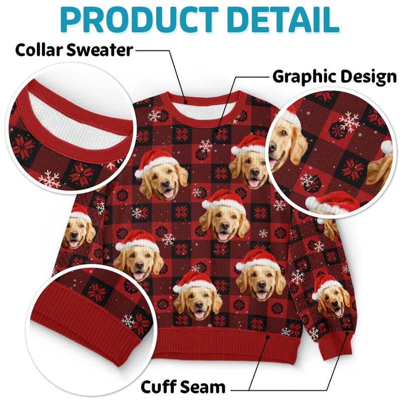 Custom Photo Paw La-La-La-La! - Dog & Cat Personalized Custom Ugly Sweatshirt - Unisex Wool Jumper - Christmas Gift For Pet Owners, Pet Lovers