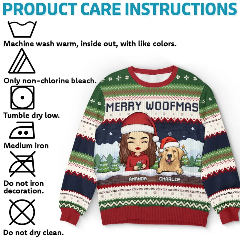 The Woof Of Christmas Love - Dog & Cat Personalized Custom Ugly Sweatshirt - Unisex Wool Jumper - Christmas Gift For Pet Owners, Pet Lovers