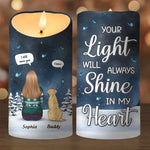 Your Light Will Always Shine In My Heart - Memorial Personalized Custom LED Candle - Sympathy Gift, Christmas Gift For Dog Lovers, Pet Lovers