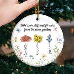 Custom Name Sister Flower Gifts - Personalized Ceramic Ornament