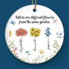 Sisters Are Different Flowers From The Same Garden - Bestie Personalized Custom Ornament - Ceramic Round Shaped - Christmas Gift For Best Friends, BFF, Sisters