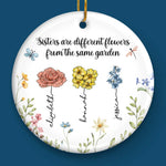 Custom Name Sister Flower Gifts - Personalized Ceramic Ornament