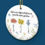 Custom Name Sister Flower Gifts - Personalized Ceramic Ornament