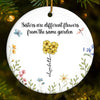 Sisters Are Different Flowers From The Same Garden - Bestie Personalized Custom Ornament - Ceramic Round Shaped - Christmas Gift For Best Friends, BFF, Sisters