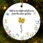 Custom Name Sister Flower Gifts - Personalized Ceramic Ornament
