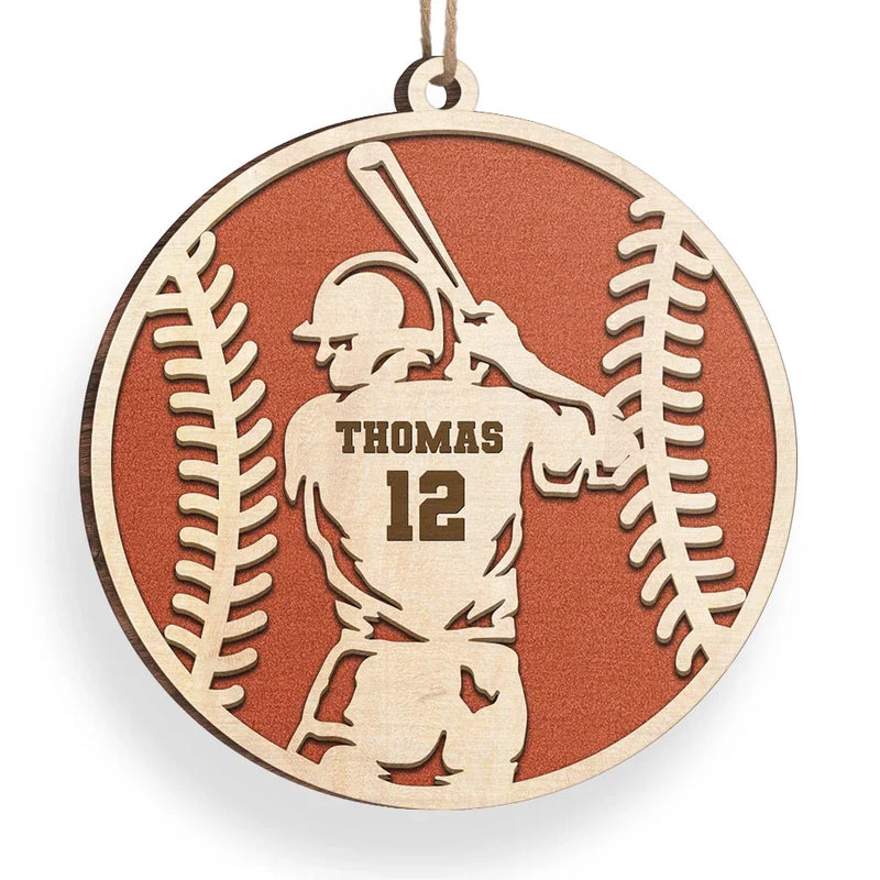 Swinging For The Fences - Personalized Custom Ornament - Wood Custom Shaped - Christmas Gift For Sport Lovers, Sport Players