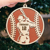 Swinging For The Fences - Personalized Custom Ornament - Wood Custom Shaped - Christmas Gift For Sport Lovers, Sport Players