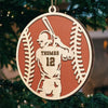 Swinging For The Fences - Personalized Custom Ornament - Wood Custom Shaped - Christmas Gift For Sport Lovers, Sport Players