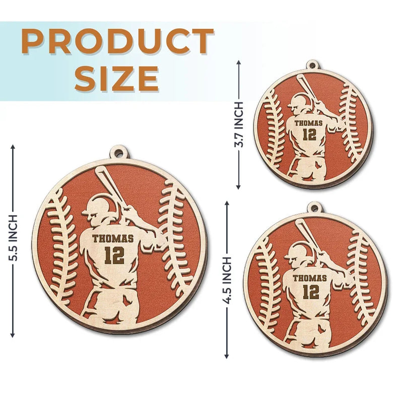 Swinging For The Fences - Personalized Custom Ornament - Wood Custom Shaped - Christmas Gift For Sport Lovers, Sport Players