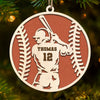 Swinging For The Fences - Personalized Custom Ornament - Wood Custom Shaped - Christmas Gift For Sport Lovers, Sport Players