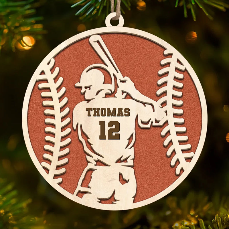 Swinging For The Fences - Personalized Custom Ornament - Wood Custom Shaped - Christmas Gift For Sport Lovers, Sport Players