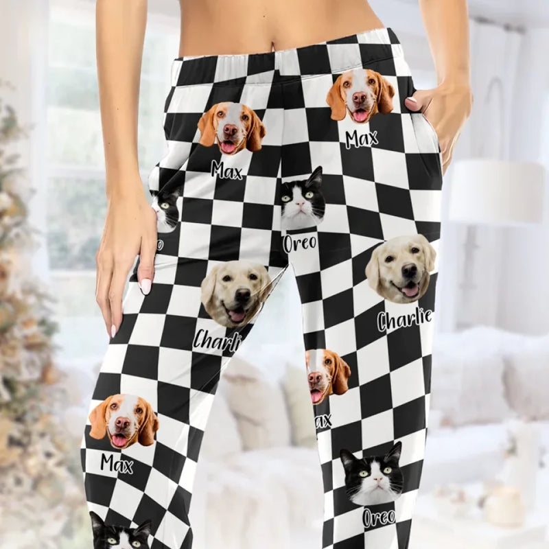Custom Photo In The Paws Of Our Pets, We Find Joy - Dog & Cat Personalized Custom Pajama Pants - Christmas Gift For Pet Owners, Pet Lovers