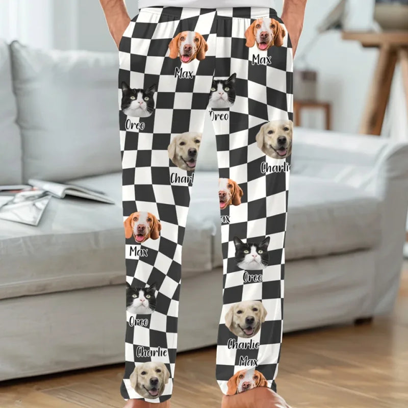Custom Photo In The Paws Of Our Pets, We Find Joy - Dog & Cat Personalized Custom Pajama Pants - Christmas Gift For Pet Owners, Pet Lovers