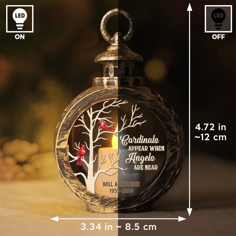 Cardinals Appear When Angels Are Near - Memorial Personalized Custom Candlelight Lantern Ornament - Sympathy Gift, Christmas Gift For Family Members
