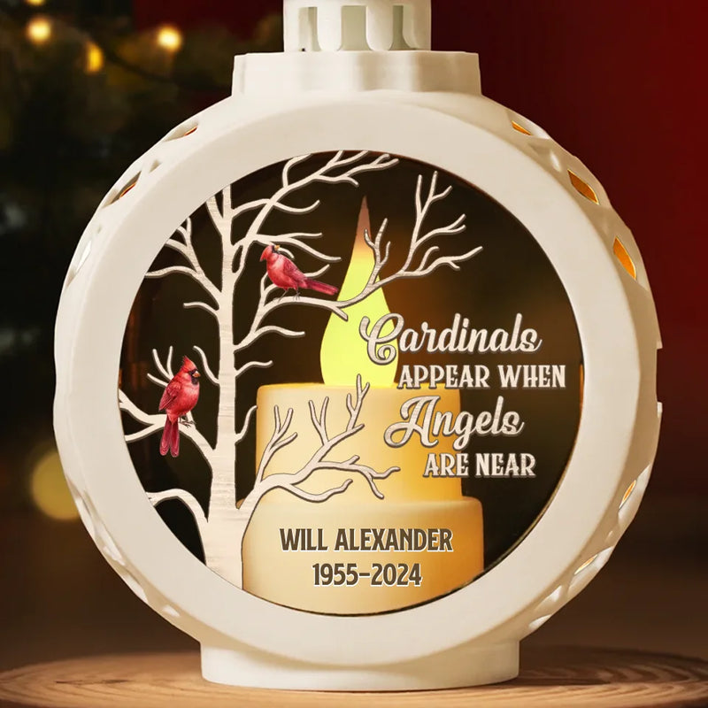 Cardinals Appear When Angels Are Near - Memorial Personalized Custom Candlelight Lantern Ornament - Sympathy Gift, Christmas Gift For Family Members