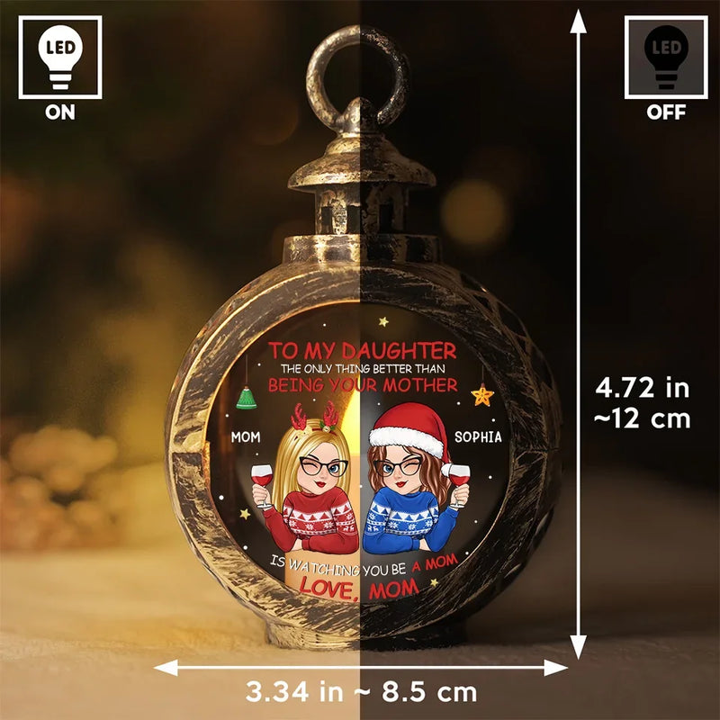 My Mom Is My Greatest Treasure - Family Personalized Custom Candlelight Lantern Ornament - Christmas Gift For Mom, Daughter