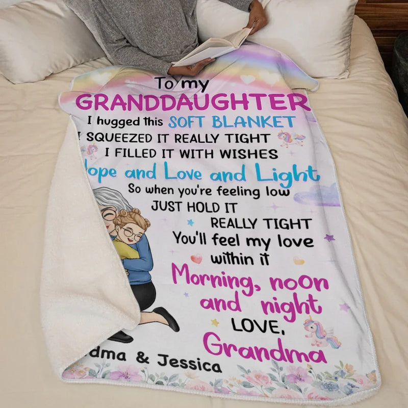 Grandma’s Hug Is The Best Therapy - Family Personalized Custom Blanket - Christmas Gift For Grandma, Grandkid