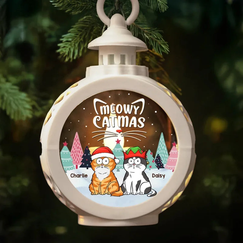 Catmas Is Coming To Your Town - Cat Personalized Custom Candlelight Lantern Ornament - Christmas Gift For Pet Owners, Pet Lovers