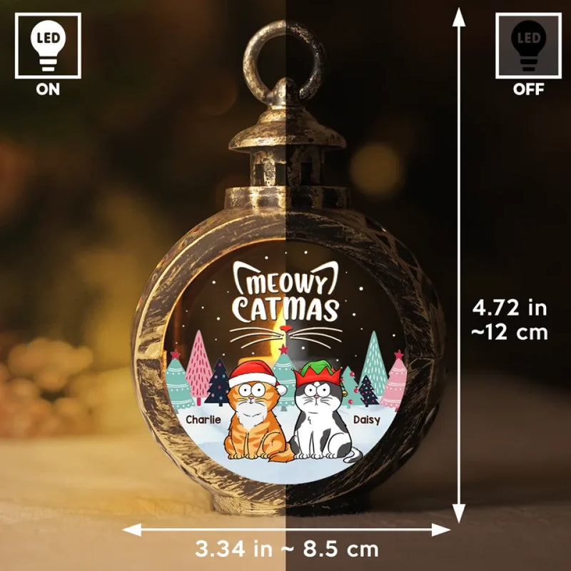 Catmas Is Coming To Your Town - Cat Personalized Custom Candlelight Lantern Ornament - Christmas Gift For Pet Owners, Pet Lovers