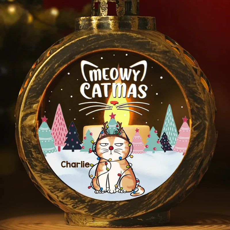 Catmas Is Coming To Your Town - Cat Personalized Custom Candlelight Lantern Ornament - Christmas Gift For Pet Owners, Pet Lovers