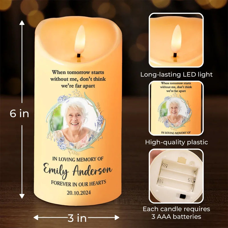 Custom Photo Thank You For The Memories - Memorial Personalized Custom LED Candle - Sympathy Gift, Christmas Gift For Family Members