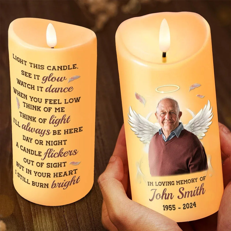 Custom Photo Your Memory Is The Light That Guards Our Hearts And Souls - Memorial Personalized Custom LED Candle - Sympathy Gift, Christmas Gift For Family Members