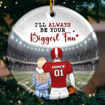 Custom Name Football Couple Christmas Gifts - Personalized Ceramic Ornament