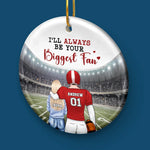 Custom Name Football Couple Christmas Gifts - Personalized Ceramic Ornament