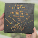 From Our First Kiss Till Our Last Breath - Couple Personalized Custom Square Shaped Stone With Stand - Christmas Gift For Husband Wife, Anniversary, First Christmas