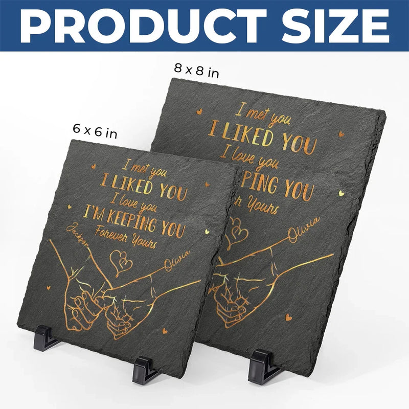 From Our First Kiss Till Our Last Breath - Couple Personalized Custom Square Shaped Stone With Stand - Christmas Gift For Husband Wife, Anniversary, First Christmas