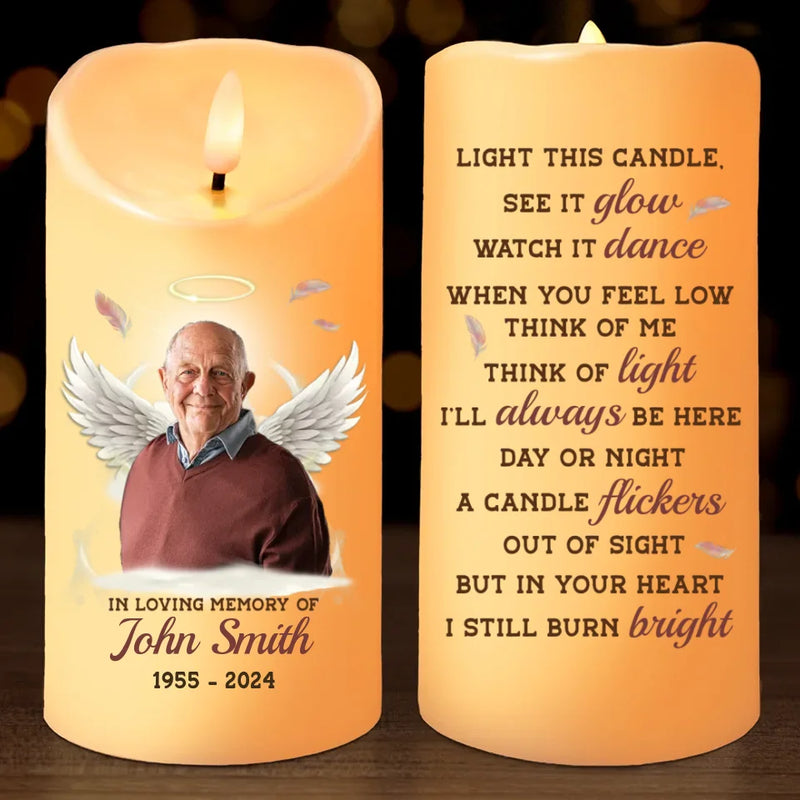 Custom Photo Your Memory Is The Light That Guards Our Hearts And Souls - Memorial Personalized Custom LED Candle - Sympathy Gift, Christmas Gift For Family Members