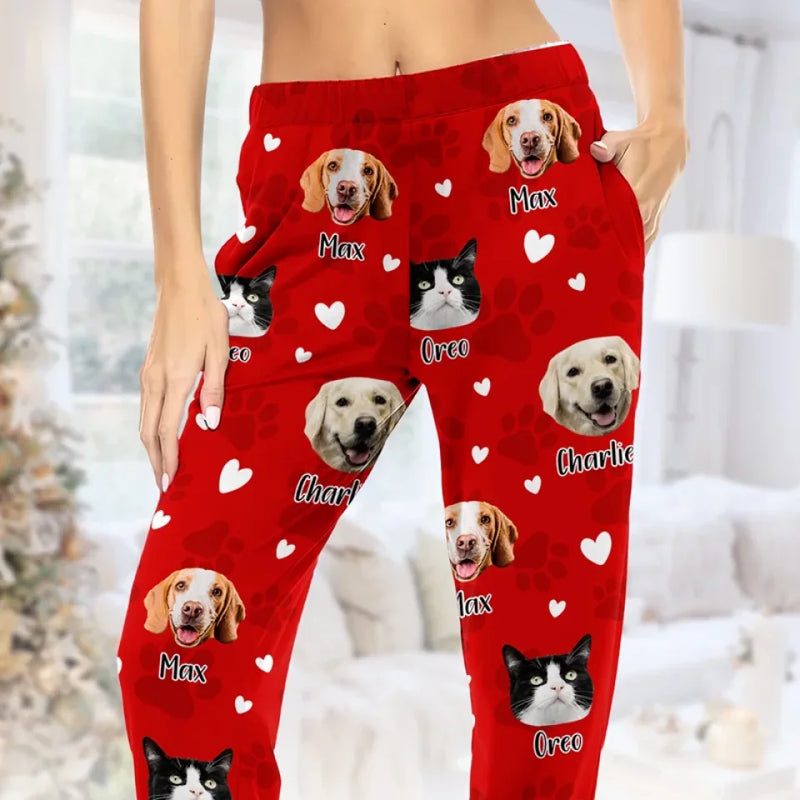 Custom Photo Pawsitively Festive And Full Of Cheer - Dog & Cat Personalized Custom Pajama Pants - Christmas Gift For Pet Owners, Pet Lovers