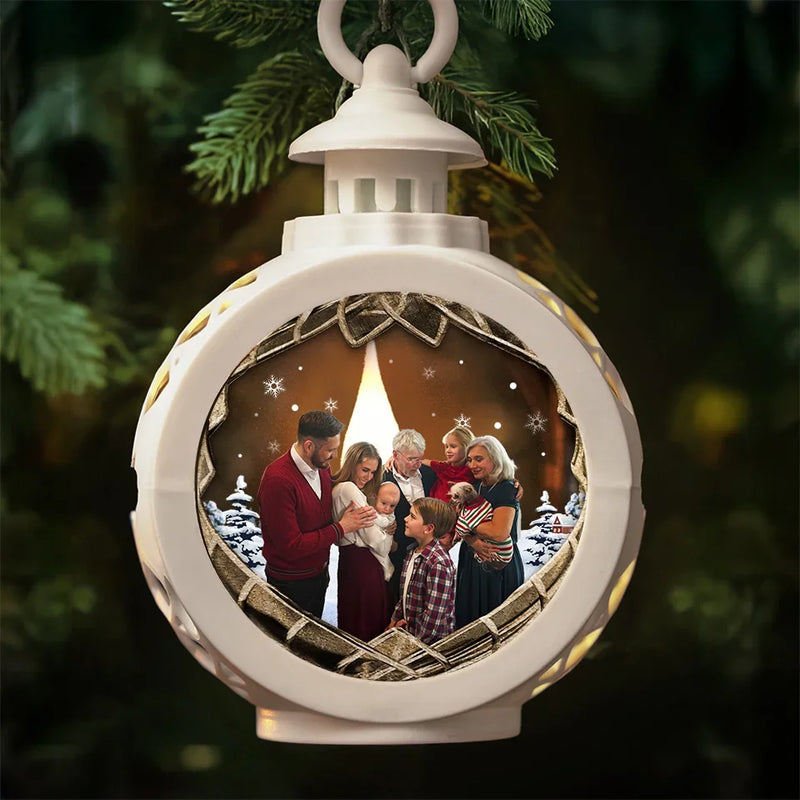 Custom Photo Christmas Keeps Us All Sticking Together - Family Personalized Custom Candlelight Lantern Ornament - Christmas Gift For Family Members
