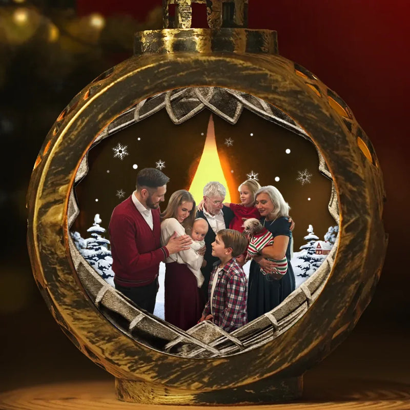 Custom Photo Christmas Keeps Us All Sticking Together - Family Personalized Custom Candlelight Lantern Ornament - Christmas Gift For Family Members