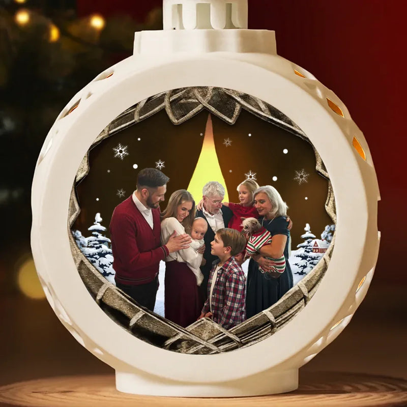 Custom Photo Christmas Keeps Us All Sticking Together - Family Personalized Custom Candlelight Lantern Ornament - Christmas Gift For Family Members