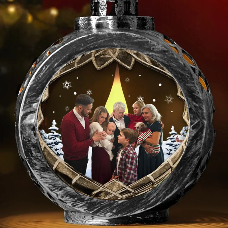 Custom Photo Christmas Keeps Us All Sticking Together - Family Personalized Custom Candlelight Lantern Ornament - Christmas Gift For Family Members