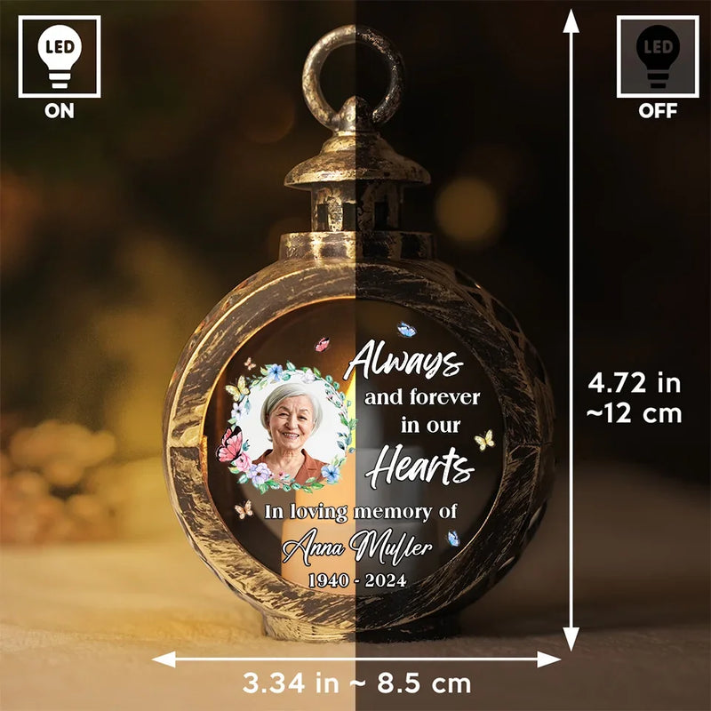 Custom Photo A Silent Thought, A Quiet Prayer - Memorial Personalized Custom Candlelight Lantern Ornament - Sympathy Gift, Christmas Gift For Family Members