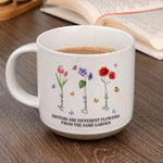 Custom Name Sister Flower Gifts - Personalized Pottery Mug