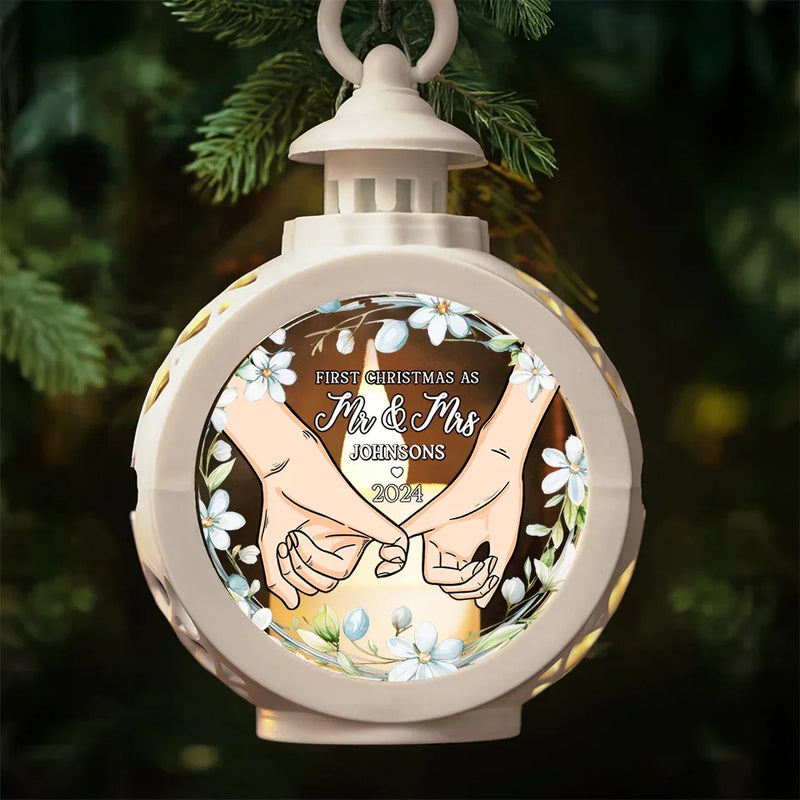 First Christmas Engages - Couple Candlelight Lantern Ornament - Christmas Gift For Husband Wife, Anniversary, First Christmas