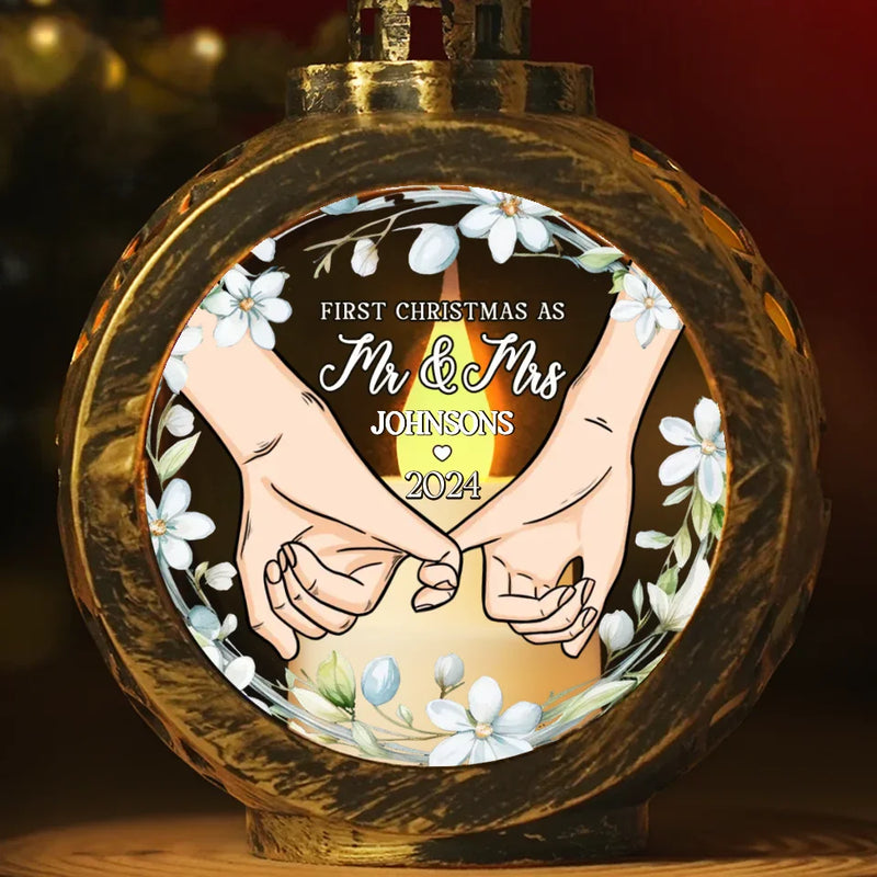 First Christmas Engages - Couple Candlelight Lantern Ornament - Christmas Gift For Husband Wife, Anniversary, First Christmas
